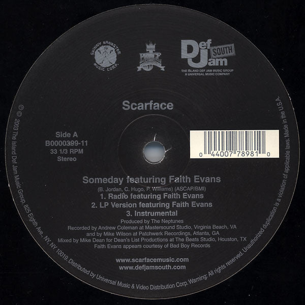 Scarface (3) : Someday / In Cold Blood (12")