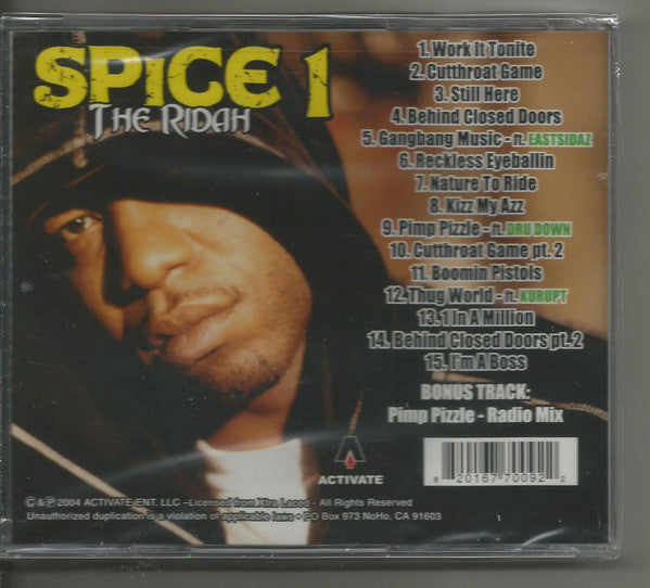 Spice 1 : The Ridah (CD, Album)