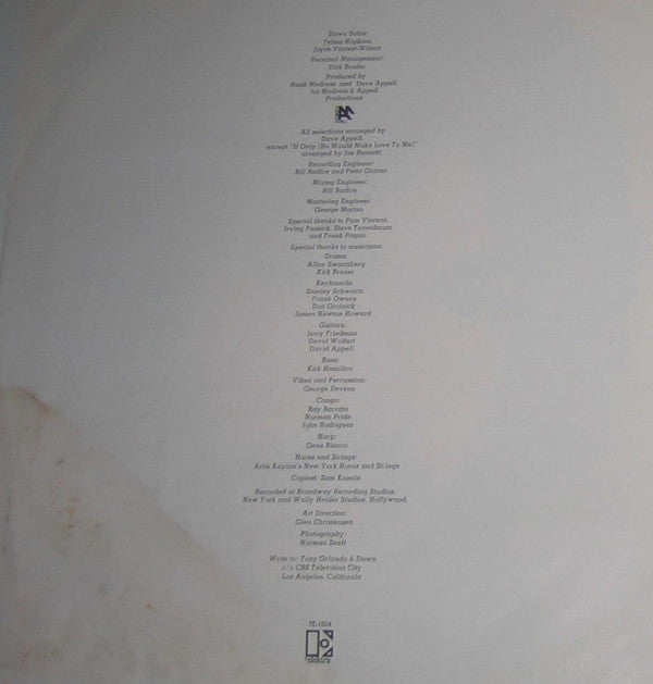 Tony Orlando & Dawn : He Don't Love You, Like I Love You (LP, Album, CTH)