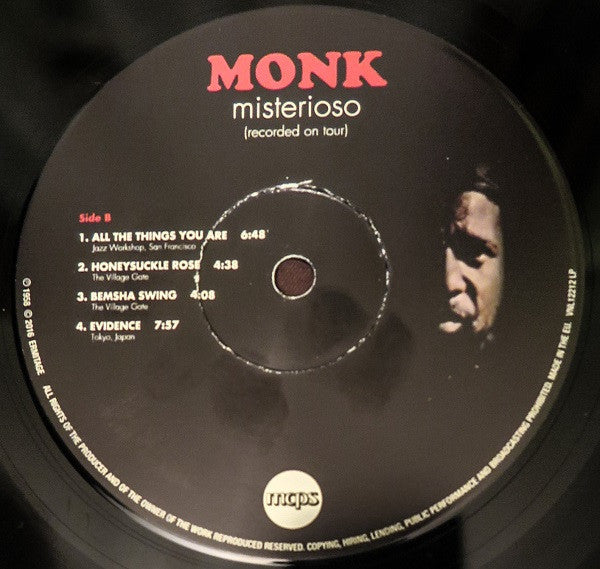 Thelonious Monk Quartet* : Misterioso (Recorded On Tour) (LP, Album, RE, 180)