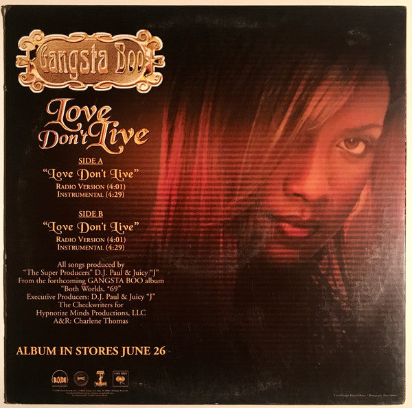 Gangsta Boo : Love Don't Live (12", Promo)