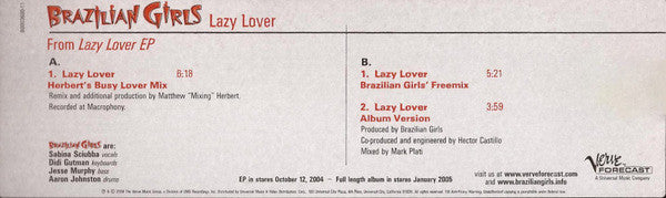 Brazilian Girls : Lazy Lover (12")